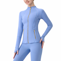 Veste de yoga à ourlet incurvé pour femme, coupe ajustée, avec fermeture éclair, respirante et anti-transpiration, idéale pour la course et le fitness, en stock aux États-Unis
