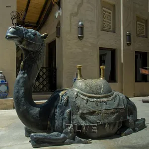 BLVE City Outdoor Art Hand Casting Antique Copper Animal Sculpture Life Size Bronze Camel Statue For Garden Decoration