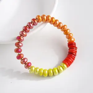 Beads New Arrival Dazzling Colorful Abacus Beads Crystal Bracelet Natural Shell Beads Women's Adjustable Bracelet