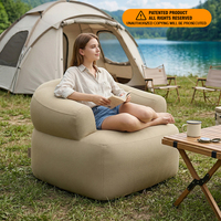 Canapé gonflable de camping confortable kaki, canapé gonflable ergonomique en tissu texturé, chaise longue gonflable pour le camping et la randonnée