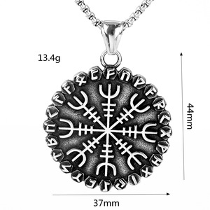 yunnique Nordic Viking <b>Compass</b> Pendant Necklace Stainless Steel Men's Snowflake Design Gift Jewelry - Product Image 5
