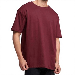 เสื้อยืดคอกลมแขนสั้นผู้ชาย สีแดงเลือดหมู ผ้าฝ้าย ทรงปกติ สีพื้น ดีไซน์เรียบง่าย สไตล์ลำลอง - Product Image 1