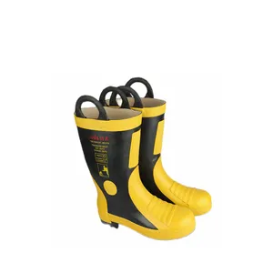 Itfaiyeci yüksek kaliteli yangına dayanıklı ayakkabılar için fabrika fiyat yangın ve su geçirmez güvenlik botları