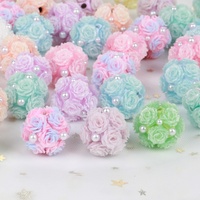 AsVrai U Perles Fleur en Argile de Poterie Multicolores de 20 mm 1pc, Perles Entretoises Libres avec Strass pour Fabrication de Bijoux, Accessoires de Perles pour Stylos