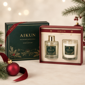 Aikun Fresh Linen Clear Glass 3 Piece Home Fragrance <b>Gift</b> <b>Set</b> with Reed Diffuser Scented <b>Candle</b> and Room Spray for Christmas - Product Image 4