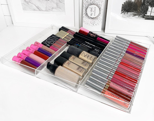 Clear Acrylic Cosmetic Organiser Home Office Drawer Dividers Premium Storage Container Box Tidy and Handy Trays for Bedroom