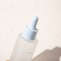 Flacon de sérum en verre stérile à épaule plate rose givré en gros, 20 ml, 30 ml, 50 ml, 100 ml, 120 ml, avec pipette compte-gouttes