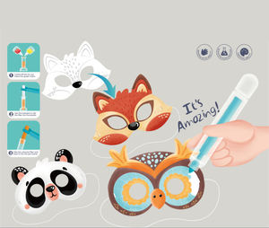 KSF Hot Selling Educatieve Kleurpotloden Waterverf DIY Schilderen Speelgoed Tekenen Dieren Maskers Papier - Product Image 1