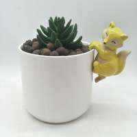 Miniatur Taman Peri dan Terarium Ornamen Keramik Hewan FOX Pot Bunga Vas Hugger Dekorasi Rumah Tahan Lama Mudah Dirakit