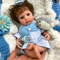 Handgearbeitete braune Haare, niedliche Vollsilikon-Reborn-Puppe, Frühchen-Puppe, kleine Nägel, weiche Haptik, als Geschenk für Kinder