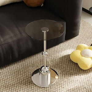 Lado de sofá de acero inoxidable de estilo antiguo, cabeza de mesa de centro pequeña, esquina de cristal Simple moderna francesa, Red de mesa redonda - Product Image 2