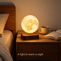 Lampe lunaire flottante créative en plastique avec éclairage tricolore, veilleuse lunaire imprimée en 3D, décoration d'ambiance pour chambre et bureau, cadeau