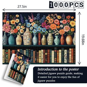 Puzzles de fleurs sauvages pour adultes, 1000 pièces, puzzle livre de fleurs vintage, puzzle de pages de fleurs sauvages. - Product Image 3