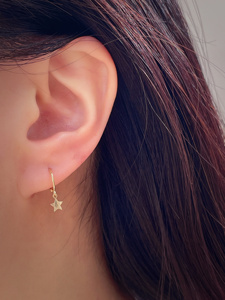 Xinfly Ready to Ship Low MOQ 1 Pair <b>Solid</b> 18K Gold AU750 <b>Earrings</b> Fashion Jewelry for Women - Product Image 1