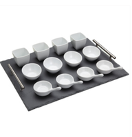 2026 Offre Spéciale 13 pièces apéritif service ensemble apéritif cadeau ensemble ardoise service plateau porcelaine apéritif cuillères, bols et plats
