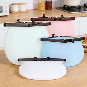 Sac de conservation alimentaire en silicone réutilisable et écologique, personnalisable, avec fermeture à pression et support – Vente en gros - Product Image 5