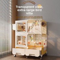 Cage à oiseaux transparente en métal, cage à perroquets pour usage domestique, extra-large, anti-éclaboussures, décorative, style villa luxueuse pour perruches et calopsites