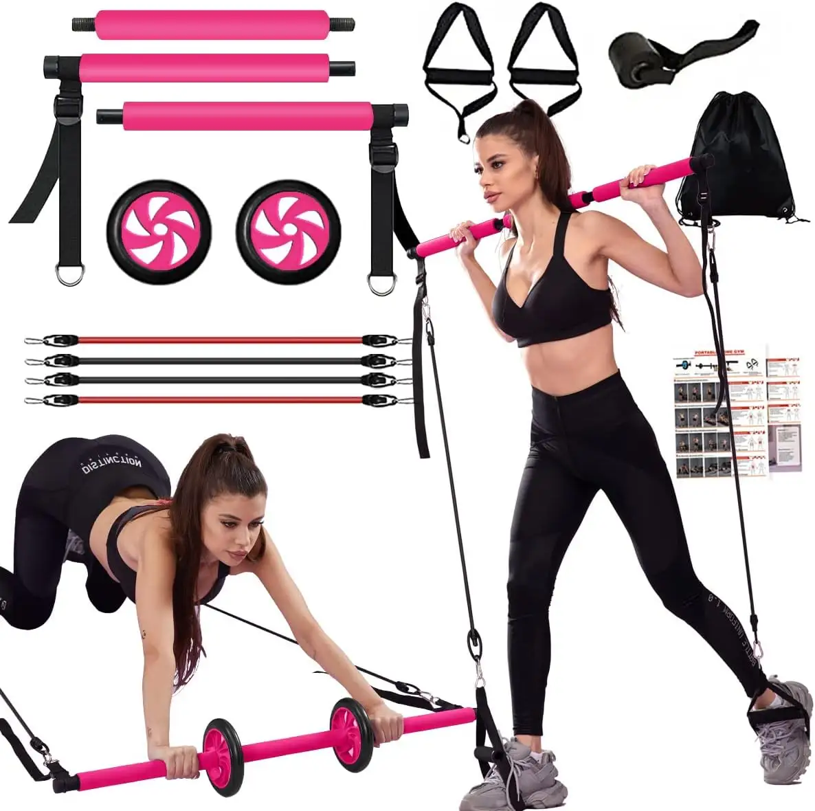 Acessórios Fitness Bandas Elásticas Exercício Pilates Bar Kit Fitness Stick Sport Puxar Corda Pilates Bar Kit com Bandas de Resistência