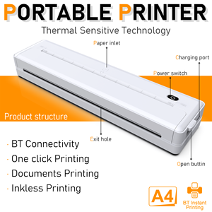 Xách tay mini tất cả-trong-một máy in sinh viên nhà văn phòng bài tập về nhà A4 nhiệt inkless contivity lỗi in ảnh miễn phí - Product Image 6