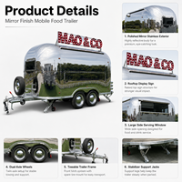 Camion de cuisine mobile en aluminium et en fibre de verre pour camion de cuisine de mariage argenté en acier inoxydable aux normes européennes