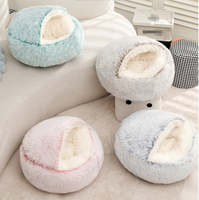 Lit pour animaux de compagnie semi-fermé, amovible, lavable, de couleur unie, maison pour chat, nid pour animaux de compagnie, lit pour chien