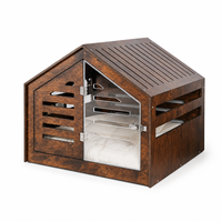 Maison pour chat en bois en forme de A, villa intérieure pour animaux de compagnie avec porte verrouillable en acrylique transparent