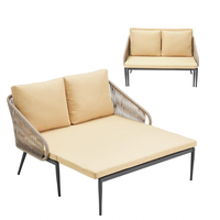 Canapé-lit convertible 2-en-1 en corde PE tressée pour extérieur, idéal pour jardin, balcon et patio – Vente en gros