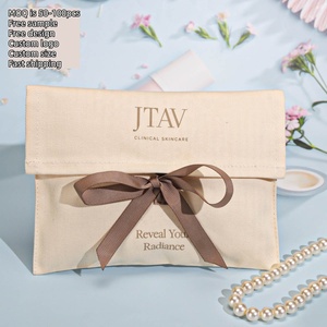 Luxury High-Quality Gift Packaging Custom Logo Printed Herringbone Cotton Dustproof <strong>Envelope</strong> Bag for Jewelry Wallet Cosmetic - Product Image 1