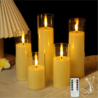 Ensemble de 5 bougies LED sans flamme 3D à télécommande, rechargeables par USB, simulation de bougies, décoration pour mariage, Noël, hôtel