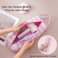 Sac de rangement pour outils capillaires en tissu à bulles rayé, imprimé floral et léopard, résistant à la chaleur, pochette de voyage pour fer à friser et lisseur