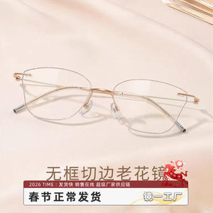 Gafas de lectura para mujer Danyang, montura metálica, lentes de PC, protección contra la luz azul, diseño ligero y elegante sin montura para uso diario - Product Image 5