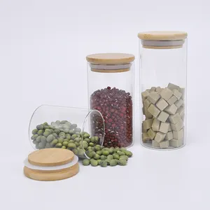 Kaffee Tee Gewürz glas Jar Kitchen Organizer Aufbewahrung flasche Luftdichtes Vorrats glas für Lebensmittel mit hölzernem Bambus deckel