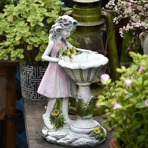 Büyük boy heykelcik reçine çiçek peri melek Girl güneş işığı heykel bahçe heykeli ev Yard için cadılar bayramı noel dekorasyon