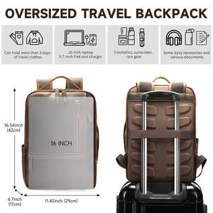 Sac à dos vintage en cuir pleine fleur pour hommes voyage randonnée camping sac à dos en cuir véritable 16 pouces sac à dos pour ordinateur portable pour hommes - Product Image 3