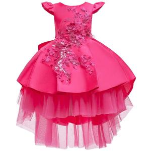 Vestido de Novia Estilo Occidental con Cola para Niña, Elegante Vestido de Cuello Redondo con Cuentas para Niñas de 10 Años - Product Image 6