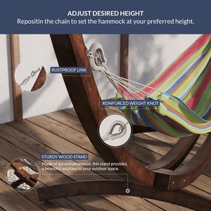 Hamac balançoire individuel décontracté avec support, portable et adapté aux familles, pour les célébrations d'anniversaire en extérieur, en bois - Product Image 2