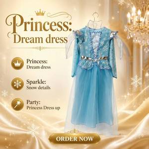 Vestido de Fiesta Temático de Hielo y Nieve para Niñas, Disfraz de Princesa con Corona para Cumpleaños, Halloween, Carnaval - Product Image 2