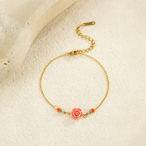 Bijoux de plage d'été Bohème Acier inoxydable émail goutte à goutte huile colorée perlée fleur étoile de mer pendentif bracelets à breloques pour femmes - Product Image 3