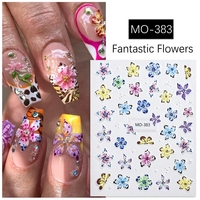 Autocollants pour ongles TSZS 5D en relief, motif floral fantaisie, style Ins, décorations florales colorées auto-adhésives pour ongles press-on faits à la main