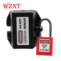 WZNT-NT-P01P Boîtier de verrouillage à clé en polystyrène noir pour prise 110V, certifié CE/ISO, installation facile, sécurité industrielle LOTO