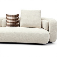 Modernes 4,08m Quadratisches Modulares Sofa Cremefarbenes Bouclé-Stoffsofa Großes Modulares Sofa für Luxus-Wohnzimmer Apartment Villa Edelstahl