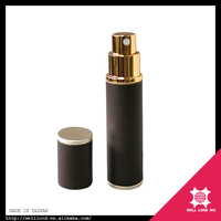 Atomizador de Perfume Cilíndrico de Aluminio Dorado Premium Welllord, Botella de Spray con Capacidad de 8ml/10ml/15ml, Tapa de Rosca, Cuidado Personal