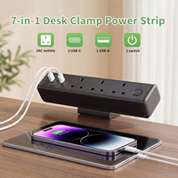 Multiprise de bureau à fixation murale PD 65W avec ports USB-C/A à charge rapide, 3 prises de type G, répartiteur d'alimentation intelligent pour poste de travail