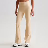 Pantalon de yoga évasé taille haute pour femme, sans effet camel toe, effet ventre plat, rehaussement des fesses en V, leggings décontractés pour l'entraînement
