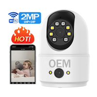 C4DR OEM Dual Lens Indoor Security Camera 3MP Human Shape Detection Night Vision Full Color Hotspot Connection Two-Way Audio Low