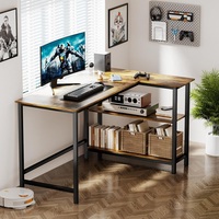 Bureau d'ordinateur en forme de L de haute qualité avec étagère, bureau de jeu, table d'angle pour le travail et les études