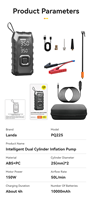 Pompe à air portable Tpson 8000mAh à gonflage rapide avec écran LCD et fonction de démarrage d'urgence