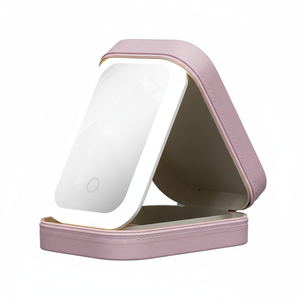 Mx29205456705cqic Estuche con cremallera para espejo LED cosmético en rosa, verde y blanco para viajes y almacenamiento de maquillaje - Product Image 2