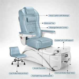 Fauteuil de pédicure électrique moderne de luxe avec fonction de massage et bassin LED pour les pieds, pliable et écologique, idéal pour salon de beauté et institut de manucure - Product Image 4