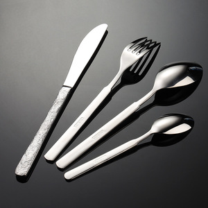 Set di posate in acciaio inossidabile 304 martellato con Texture di pietra manico coltello forchetta cucchiaio ristorante Hotel <span class=keywords><strong>argenteria</strong></span> - Product Image 3